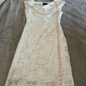 Connected Apparel White Lace Mini Dress